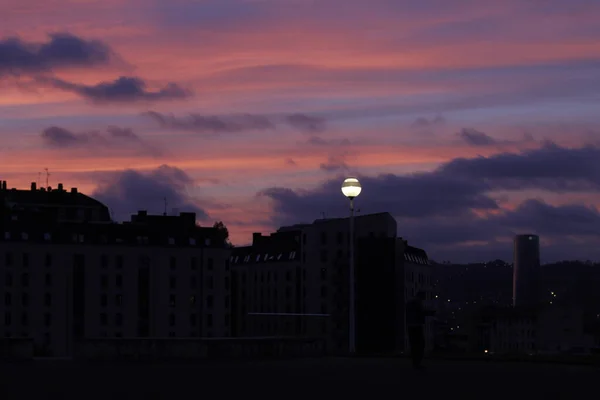 Puesta Sol Parque Urbano — Foto de Stock