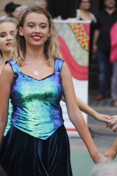 Irischer Volkstanz Auf Einem Straßenfest — Stockfoto