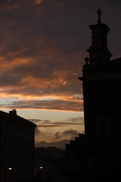 Zonsondergang Een Stedelijke Omgeving — Stockfoto