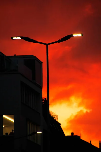 Ηλιοβασίλεμα Αστικό Περιβάλλον — Φωτογραφία Αρχείου