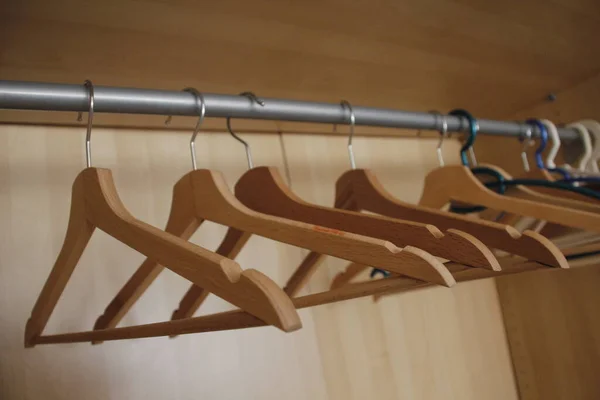 Wooden Hangers Wardrobe — Stock Photo, Image