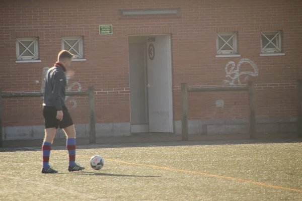 Fotbollslag Spelar Träning Morgonen — Stockfoto