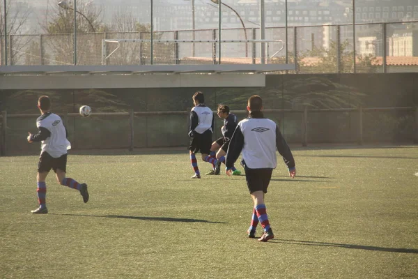 Futbol Takımı Sabah Antrenman Yapıyor — Stok fotoğraf