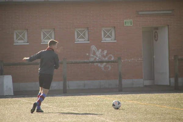 Drużyna Futbolowa Gra Rano Treningu — Zdjęcie stockowe