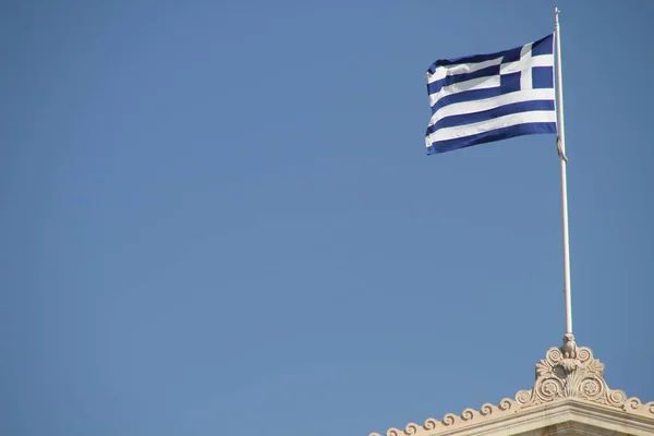 Vista Una Bandera Griega —  Fotos de Stock