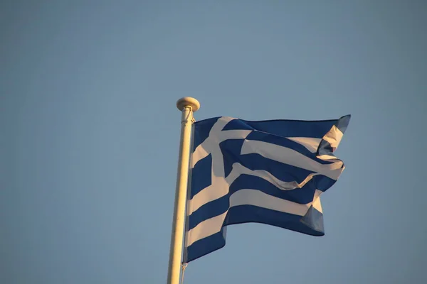Pohled Řeckou Vlajku — Stock fotografie
