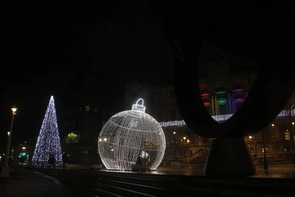 Lumières Menées Dans Rue Pendant Période Noël — Photo