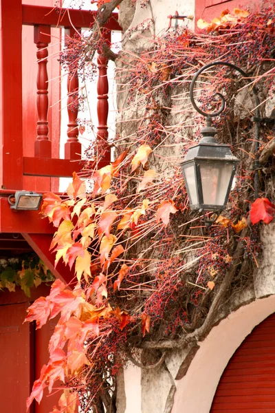 Lantern in a house of Espelette in an autumn day