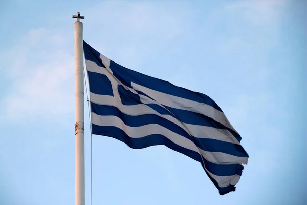 Greek Flag Waving Air — Stock Photo, Image