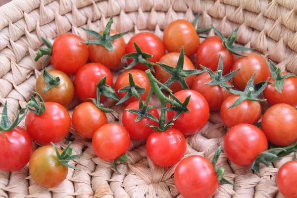 Tomates Cereja Uma Cesta — Fotografia de Stock
