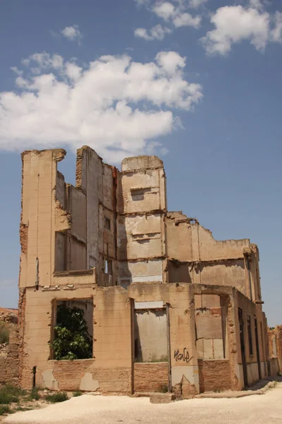 Belchite Falut Bombázták Spanyol Polgárháború Alatt — Stock Fotó