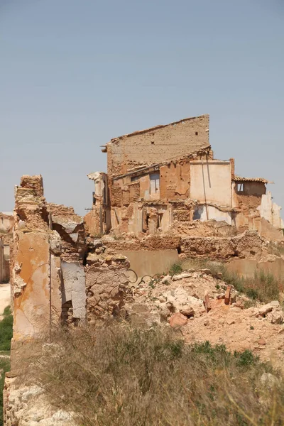 Belchite Falut Bombázták Spanyol Polgárháború Alatt — Stock Fotó