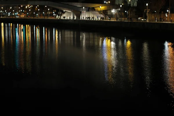 Estuario Bilbao Notte — Foto Stock