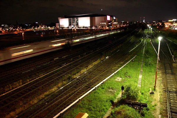 Spoorweg Buitenwijken Van Een Stad — Stockfoto