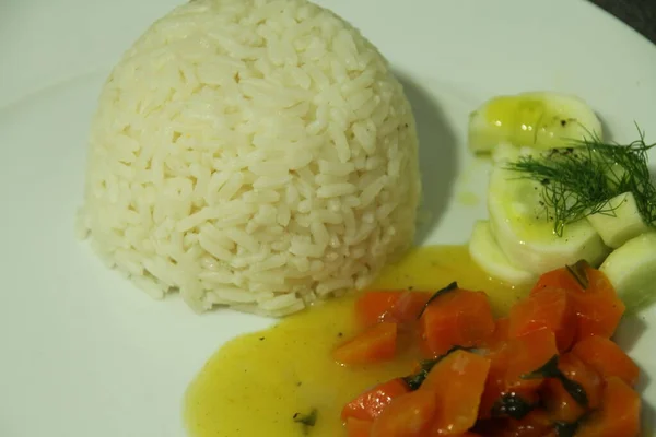 Arroz Blanco Plato — Foto de Stock