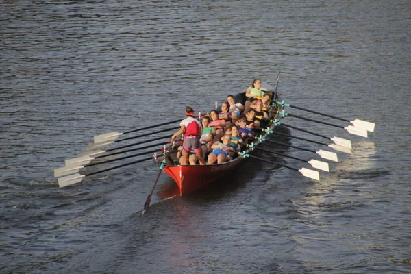 ビルバオの河口で漕ぐ — ストック写真