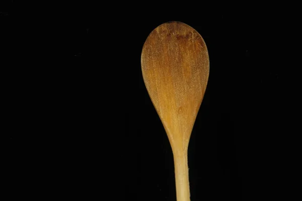 Wooden Spoon Black Background — Stock Photo, Image