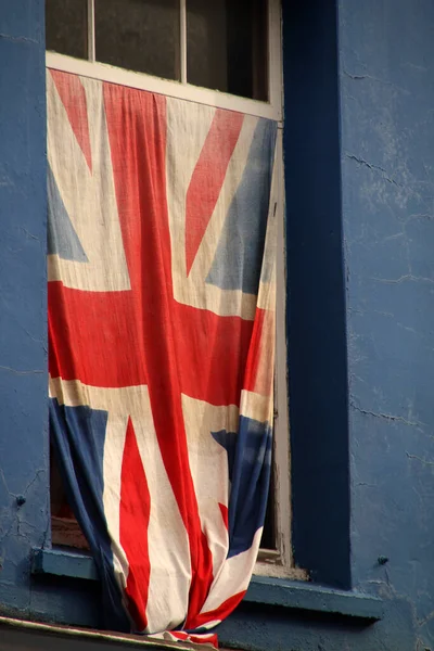 Vlajka Union Jack Londýnské Ulici — Stock fotografie