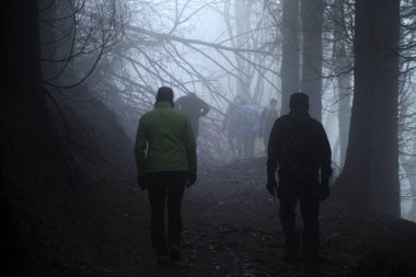 Bask ülkesinin dağlarında yürüyüş.
