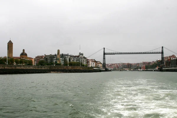 Vista Puente Sobre Estuario Bilbao — Foto de Stock