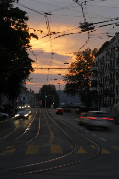 Spoorlijn Stad — Stockfoto