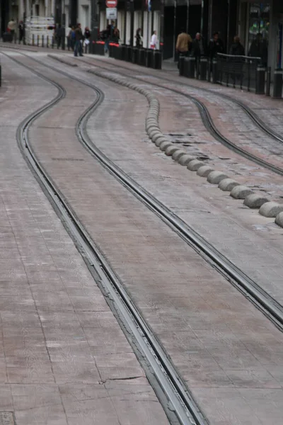 Tramvajové Dráhy Ulici — Stock fotografie