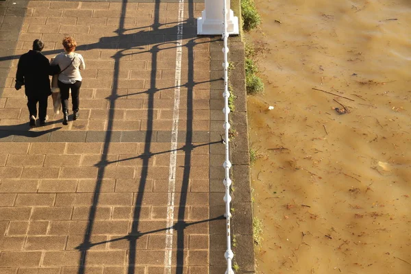 Pareja Caminando Cerca Río — Foto de Stock