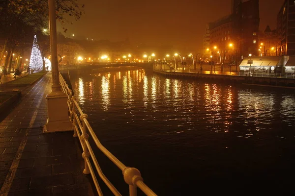 Widok Nocny Centrum Bilbao — Zdjęcie stockowe