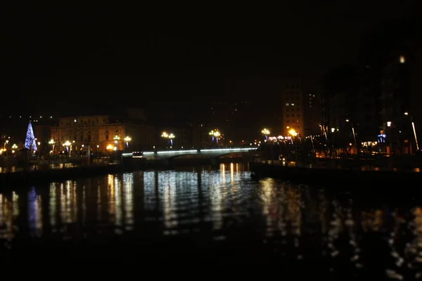 Night View Downtown Bilbao — Stock Photo, Image