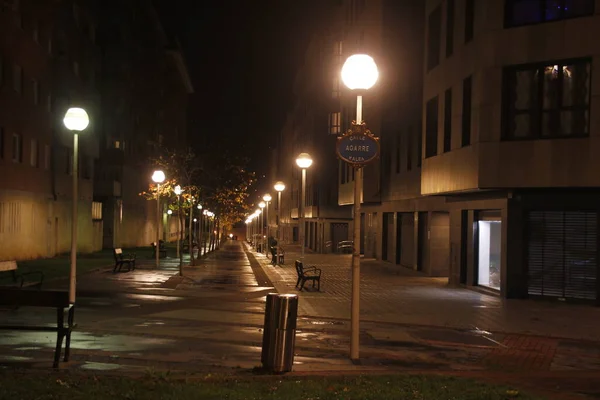 Vista Noturna Centro Bilbau — Fotografia de Stock