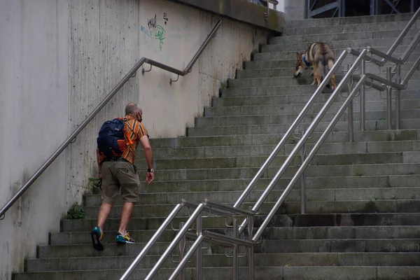 Homem Nas Escadas — Fotografia de Stock
