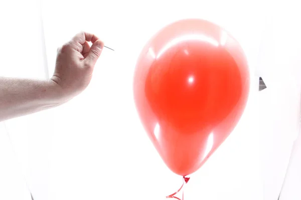 Needle Close Red Balloon — Stock Photo, Image