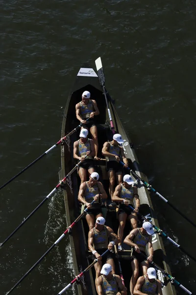 İspanya Bilbao nehrinde kürek çekerken