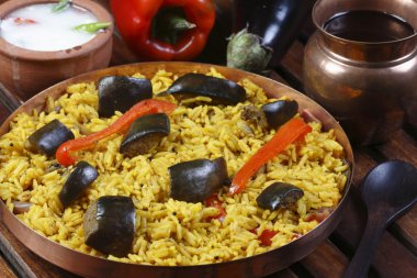 Patlıcan biryani Hindistan
