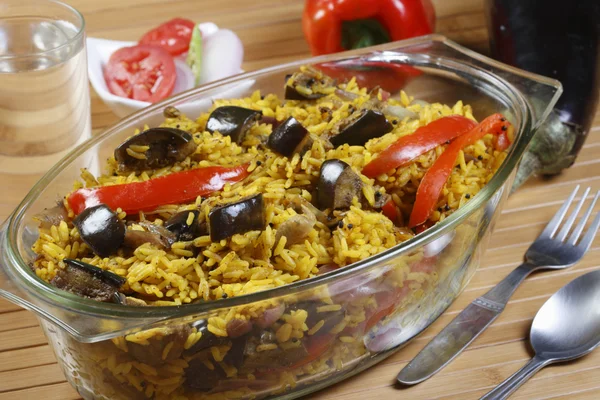 Auberginen biryani aus Indien — Stockfoto