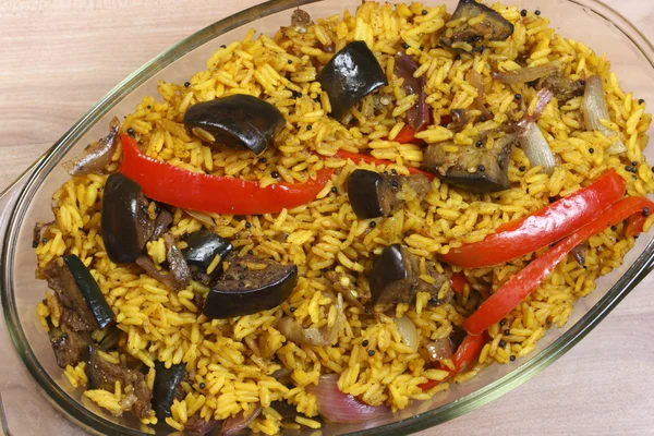 Auberginen biryani aus Indien — Stockfoto