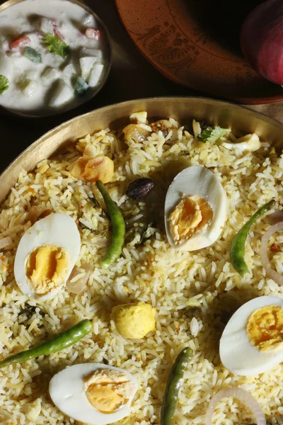 Hyderabadi egg biryani - A rice based dish from India — Stock Photo, Image