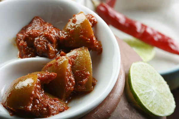 Hot lemon pickle - A popular spicy Indian Pickle made of lemon — Stock Photo, Image