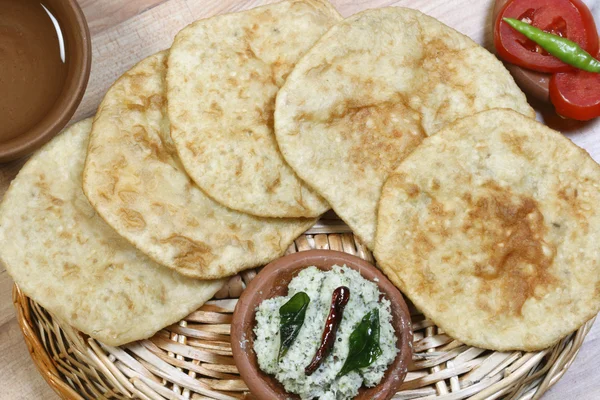 Urad dal puri indian flatbread. — Stock Photo, Image