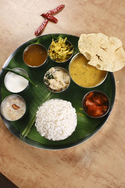 Malabar Thali - a selection of different dishes — Stock Photo, Image