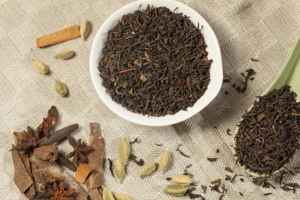 Spiced Masala Tea with Ingredients — Stock Photo, Image