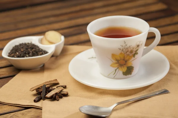 Tè Masala speziato con ingredienti — Foto Stock