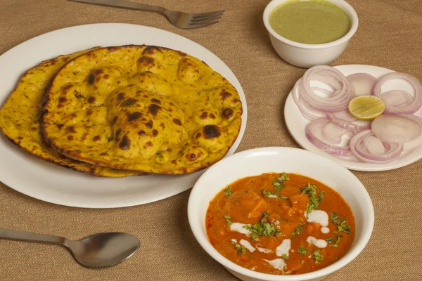 Paneer butter masala with miss roti — Stock Photo, Image