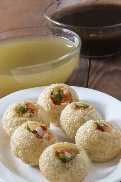 Pani Puri, Golgappe, czat element, Indie — Zdjęcie stockowe