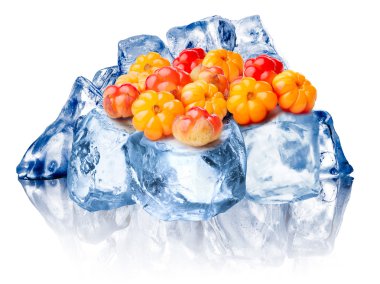 Frozen cloudberries isolated