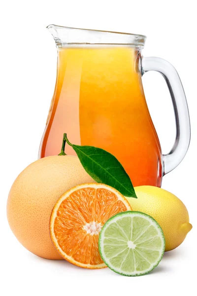 Pitcher av flerfruktjuice av sitrusfrukter – stockfoto