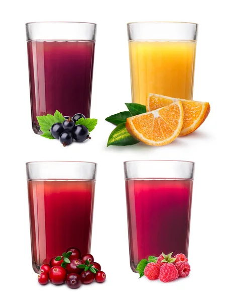 Briller med smoothies og juice – stockfoto