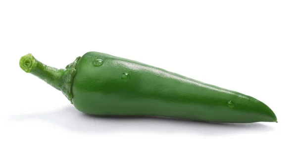 Einzelne grüne Chilischoten (Paprika annuum), Schneidewege — Stockfoto