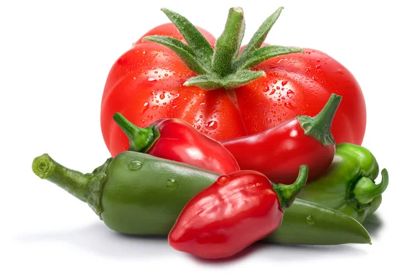 Tomaten, Habaneros, Chli als Gestaltungselement — Stockfoto