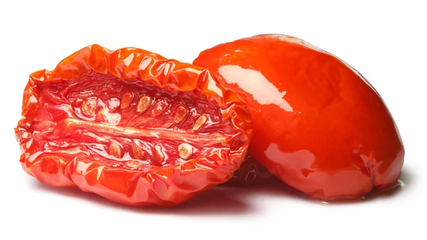 Soltorkade tomat halvor med olivolja — Stockfoto